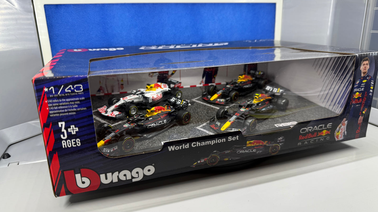 BURAGO 1/43 Oracle Red Bull F1World Champion Box Set 4X RB16B RB18 RB19 Verstappen Perez Limited Edition