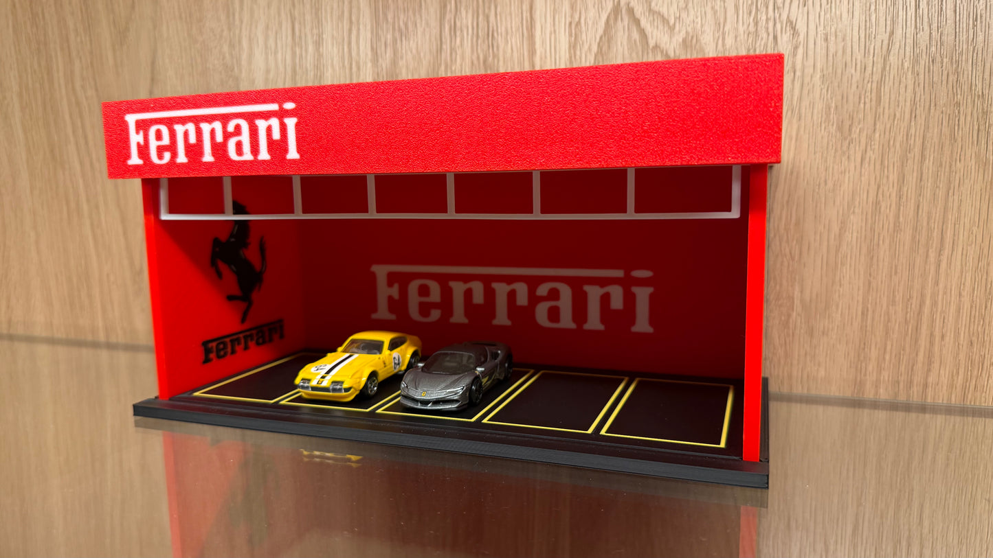 1/64 Scale Ferrari Display Showroom Parking Garage for Hot Wheels Die-Cast Cars