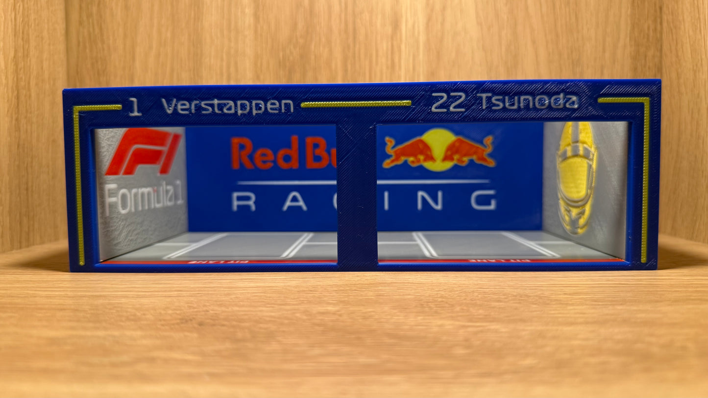 1/64 Scale Red Bull F1 Pit Garage Verstappen Tsunoda 4 Hot Wheels Die-Cast Cars