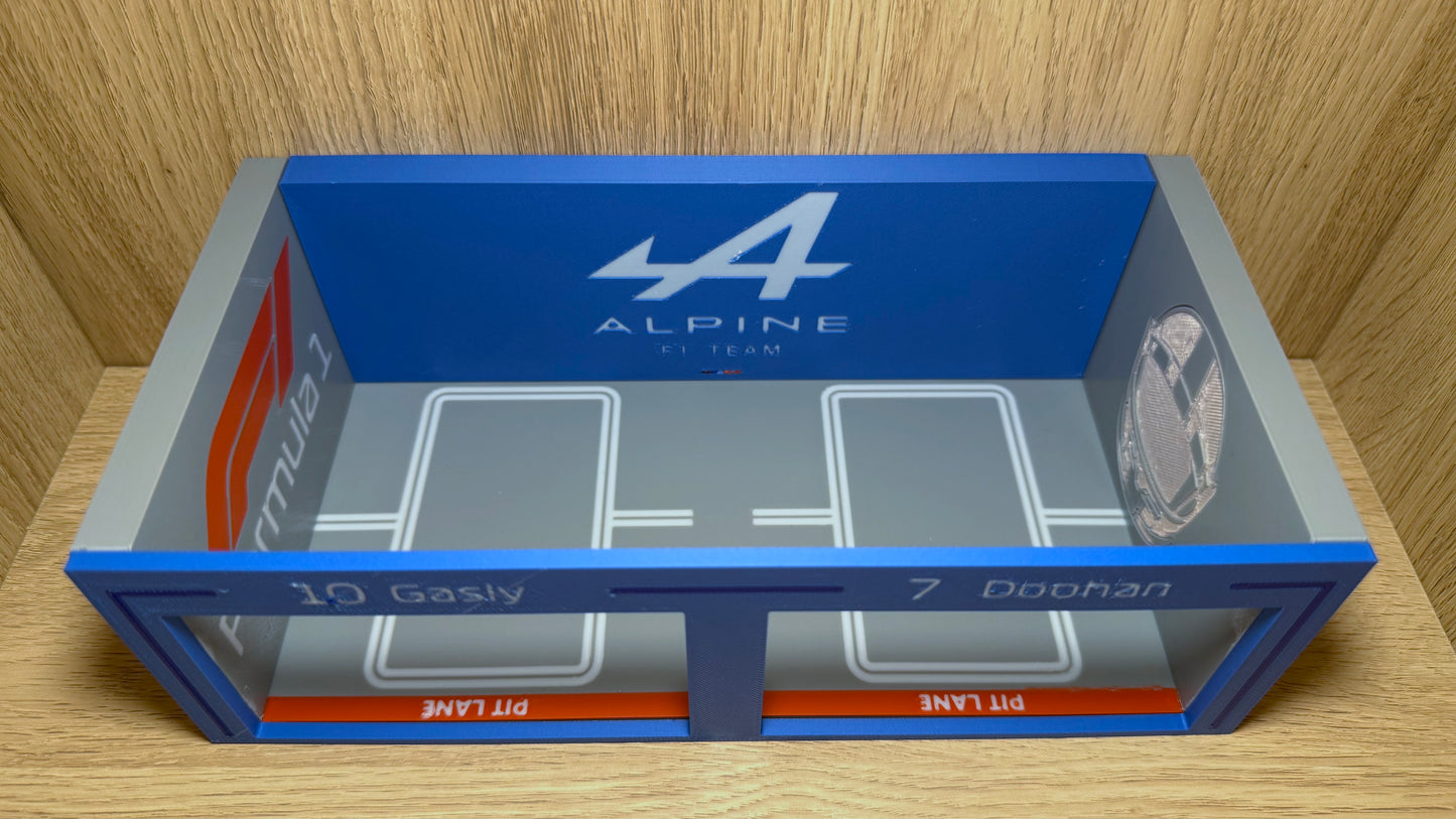 1/64 Alpinen F1 Pit Garage Gasly & Doohan Piastri Hot Wheels Spark Burago