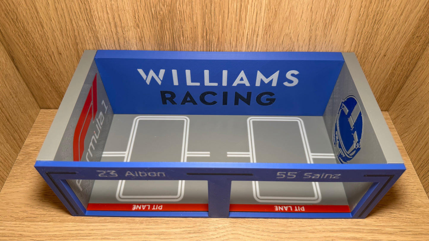 1/64 Williams F1 Pit Garage Alex Albon & Carlos Sainz Hot Wheels Spark Burago