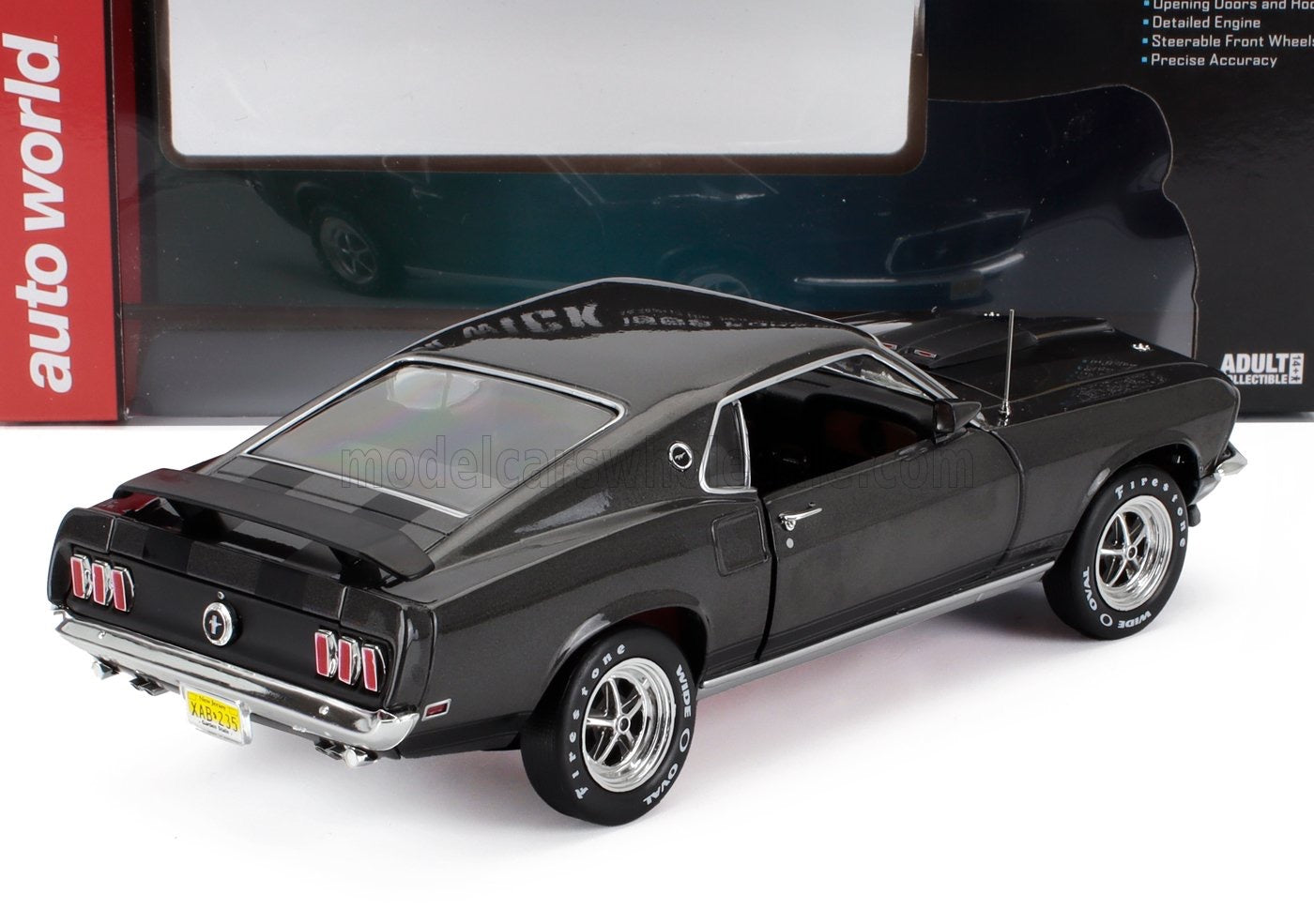 1/18 AUTOWORLD FORD USA - MUSTANG BOSS COUPE 1969 - JOHN WICK MOVIE - HITMAN GREY LIMITED EDITION