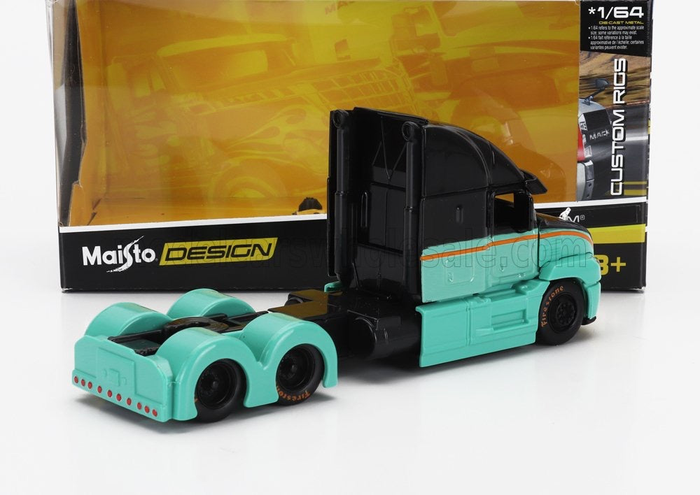 Maisto Design 1:64 Die-Cast Custom Rigs Mack Anthem Trucks Petronas LIGHT BLUE BLACK Opening Hood