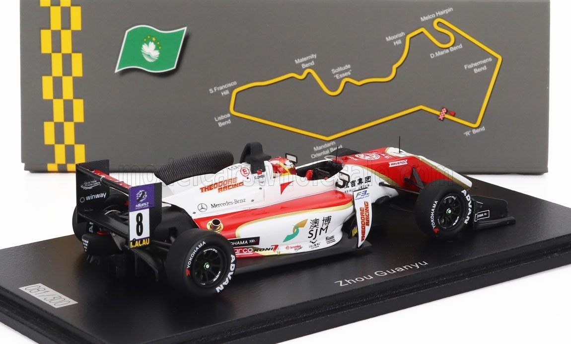 1/43 SPARK-MODEL DALLARA - F312 N 8 MACAU F3 RACE 2 2017 GUANYU ZHOU - WHITE RED