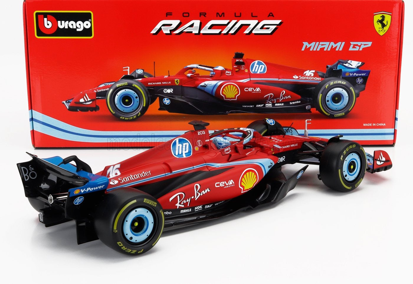 1/18 FERRARI - F1 SF-24 TEAM SCUDERIA FERRARI N 16 3rd MIAMI GP 2024 CHARLES LECLERC - RED BLACK LIGHT BLUE