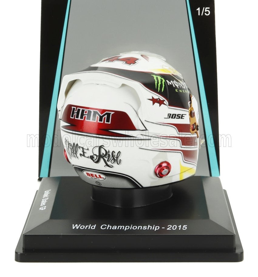 1/5 SPARK-MODEL BELL HELMET - CASCO HELMET F1 LEWIS HAMILTON WORLD CHAMPION TEAM AMG PETRONAS W06 N 44 WINNER USA GP 2015 - WHITE PURPLE