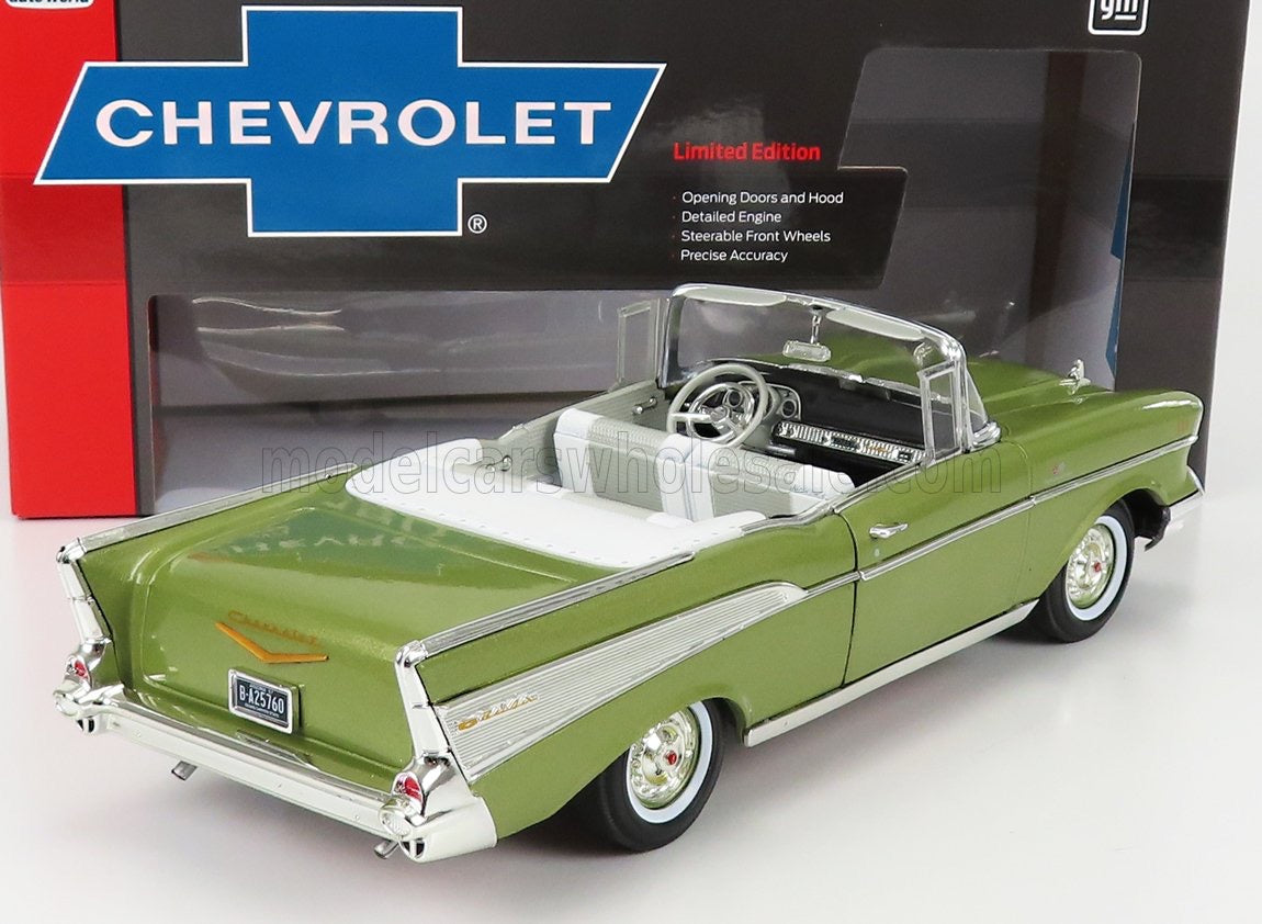 1/18 AUTOWORLD CHEVROLET - BEL AIR CABRIOLET OPEN 1957 - GREEN MET LIMITED EDITION