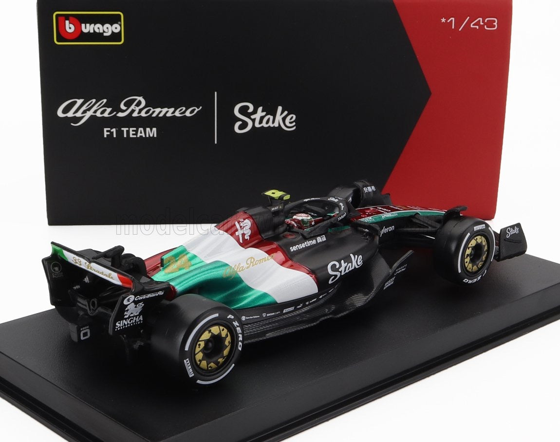 Burago 1/43 SIGNATURE ALFA ROMEO F1 C43 MONZA GP 2023 N 24 ZHOU GUANYU IN CASE