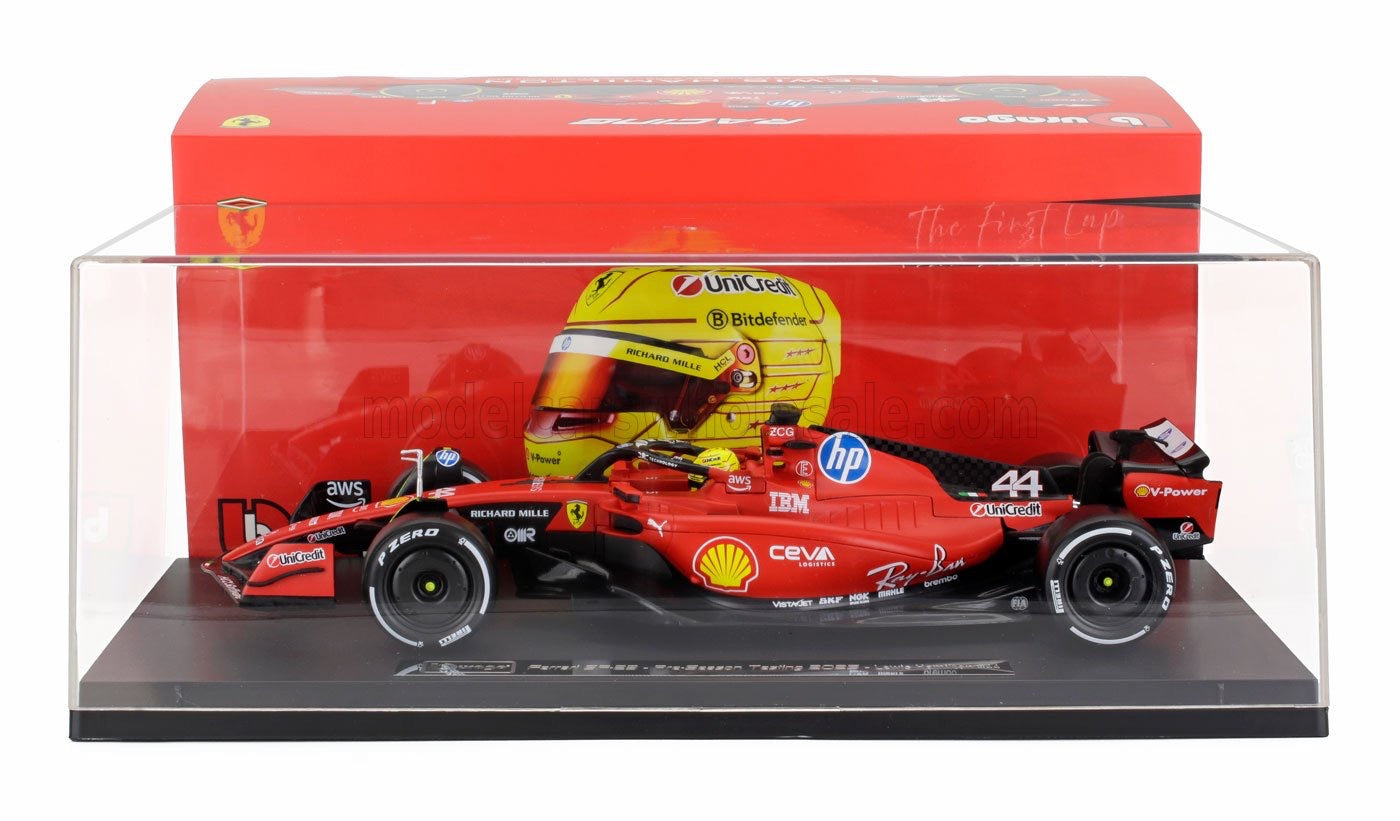 1/18 BURAGO DELUXE FERRARI - F1 SF-23 TEAM SCUDERIA FERRARI HP N 44 FIORANO 2025 LEWIS HAMILTON - EXCLUSIVE w/ Display Case!
