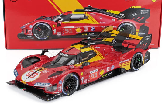 1/18 Burago Die-Cast FERRARI - 499P 3.0L TURBO V6 TEAM FERRARI AF CORSE N 51 3rd 24h LE MANS 2024 ALESSANDRO PIER GUIDI - JAMES CALADO - ANTONIO GIOVINAZZI