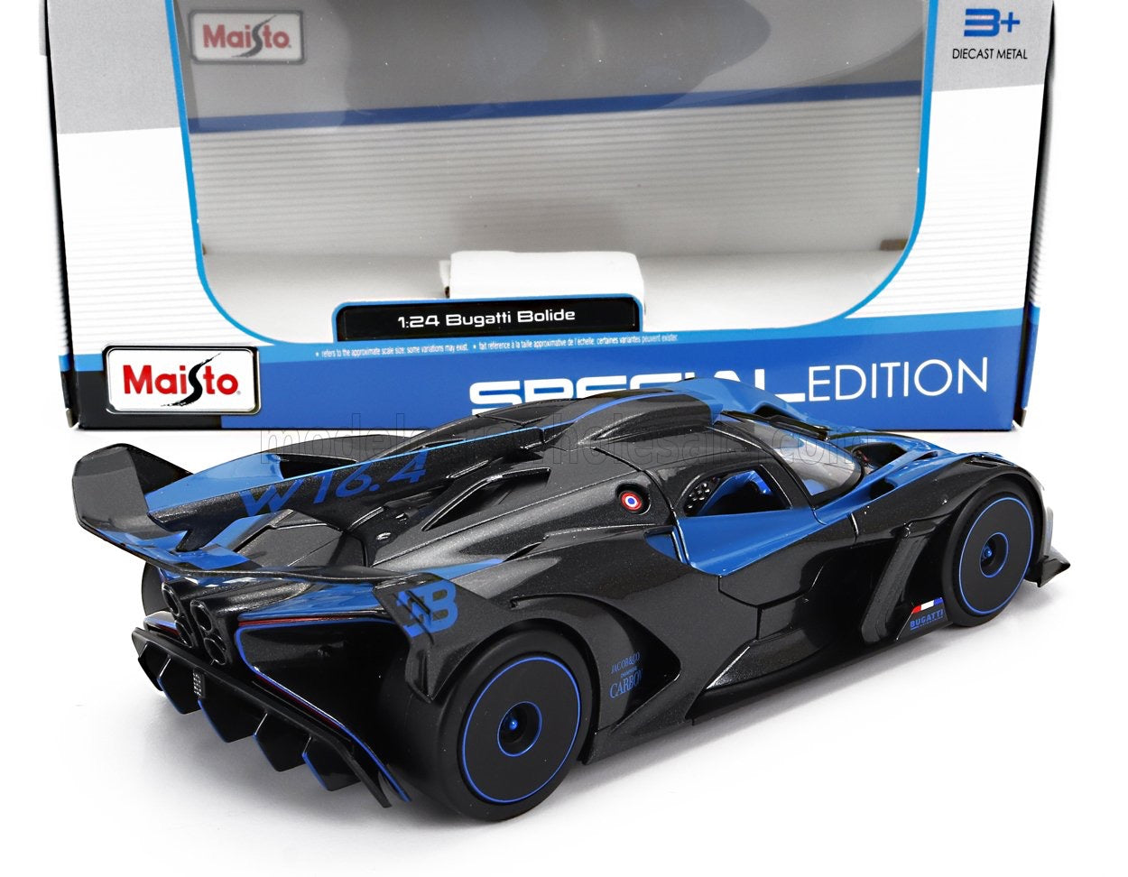 1/24 MAISTO BUGATTI - BOLIDE W16 8.0 FOUR-TURBO 1850hp 500km/h 2020 Land Speed Record - BLUE BLACK