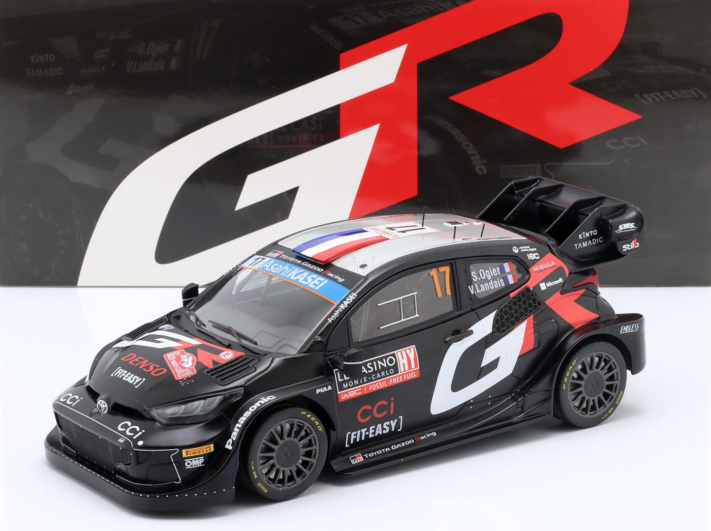 1/18 IXO-MODELS TOYOTA - YARIS GR RALLY1 HYBRID TEAM TOYOTA GAZOO RACING WRT N 17 2nd RALLY MONTECARLO 2024 SEBASTIEN OGIER - VINCENT LANDAIS - BLACK WHITE