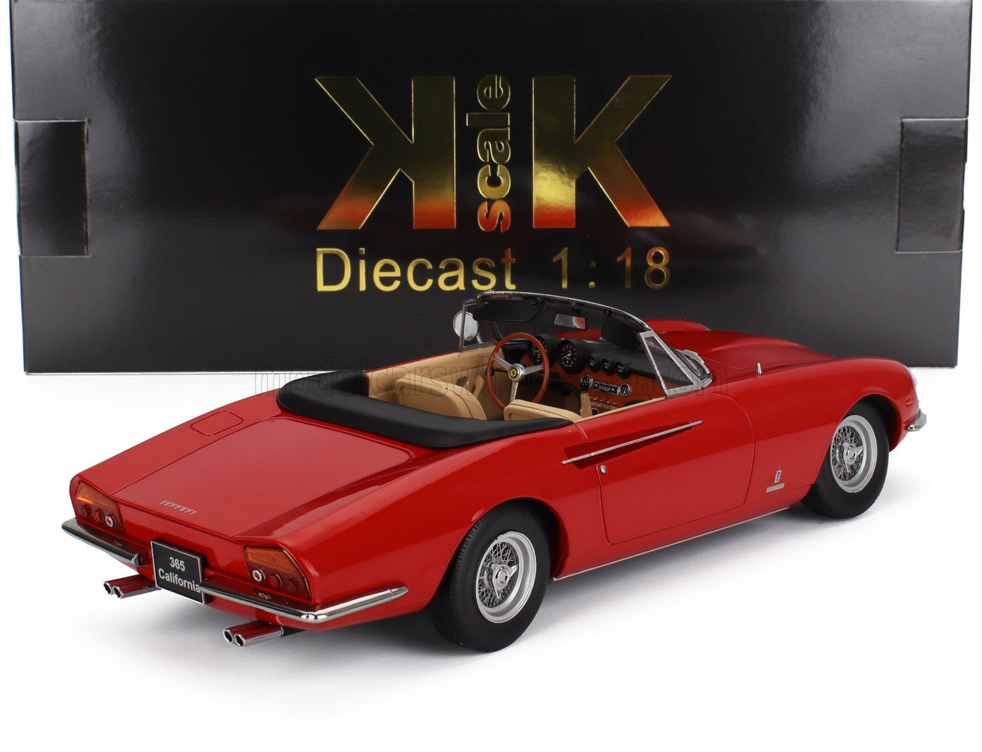 1/18 KK-SCALE FERRARI - 365 CALIFORNIA SPIDER 1966 - BEIGE INTERIOR - RED