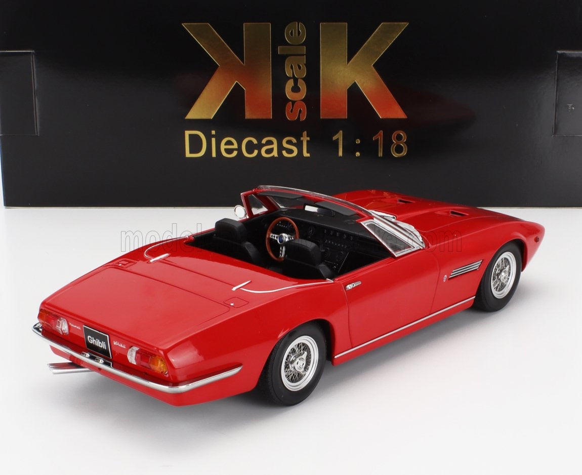 1/18 KK-SCALE MASERATI - GHIBLI SPIDER CABRIOLET OPEN 1970 - SPOKED RIMS - CERCHIO A RAGGIO - RED