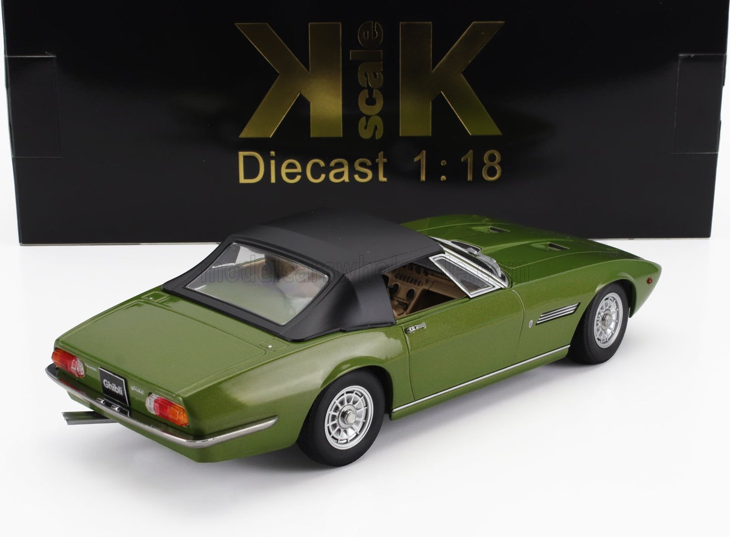 1/18 KK-SCALE MASERATI - GHIBLI SPIDER CABRIOLET OPEN 1970 - SPOKED RIMS - CERCHIO A RAGGIO - GREEN