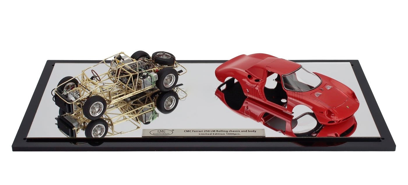 1/18 CMC FERRARI - 250LM CAR BODY + ROLLING CHASSIS 1963 - WITH SHOWCASE - RED