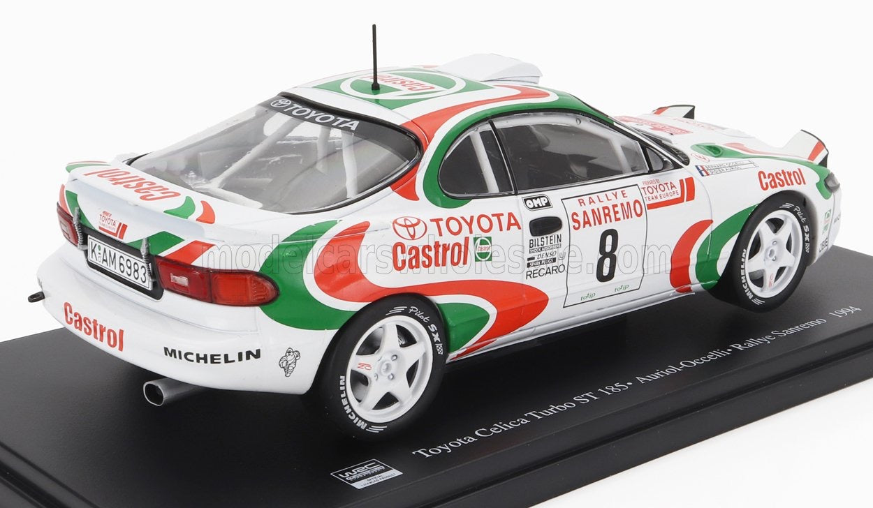 1/24 HACHETTE TOYOTA - CELICA GT4 TURBO 4WD (ST185) N 8 WINNER RALLY SANREMO 1994 DIDIER AURIOL - BERNARD OCCELLI - WHITE RED GREEN