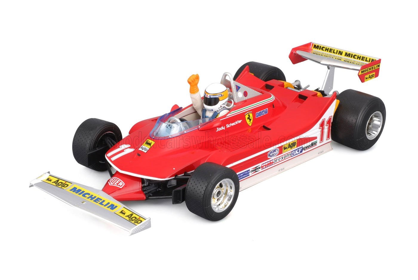 1/18 BURAGO FERRARI - F1 312T4 N 11 WINNER GP MONZA JODY SCHECKTER (WITH PILOT FIGURE) 1979 WORLD CHAMPION - RED