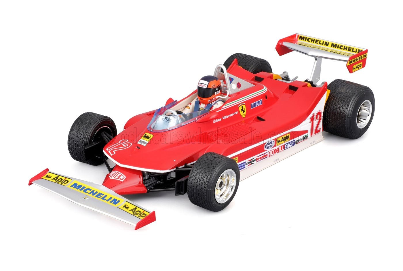 1/18 BURAGO FERRARI - F1 312T4 N 12 WINNER WATKINS GLEN GP USA (WITH PILOT FIGURE AND RAIN WHEELS) 1979 GILLES VILLENEUVE - RED