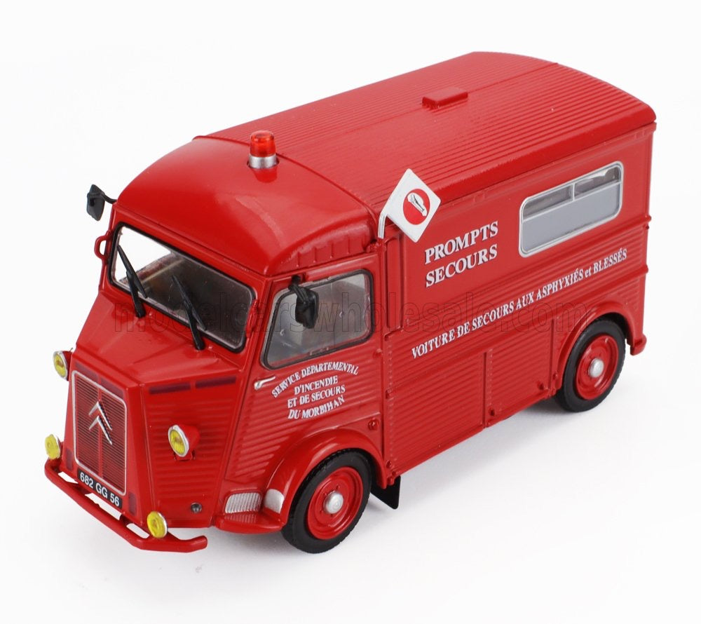 HACHETTE - 1/43 - CITROEN - TYPE H VAN VOITURE DE SECOURS AUX ASPHYXIES ET BLESSES FIRE ENGINE 1968 - RED