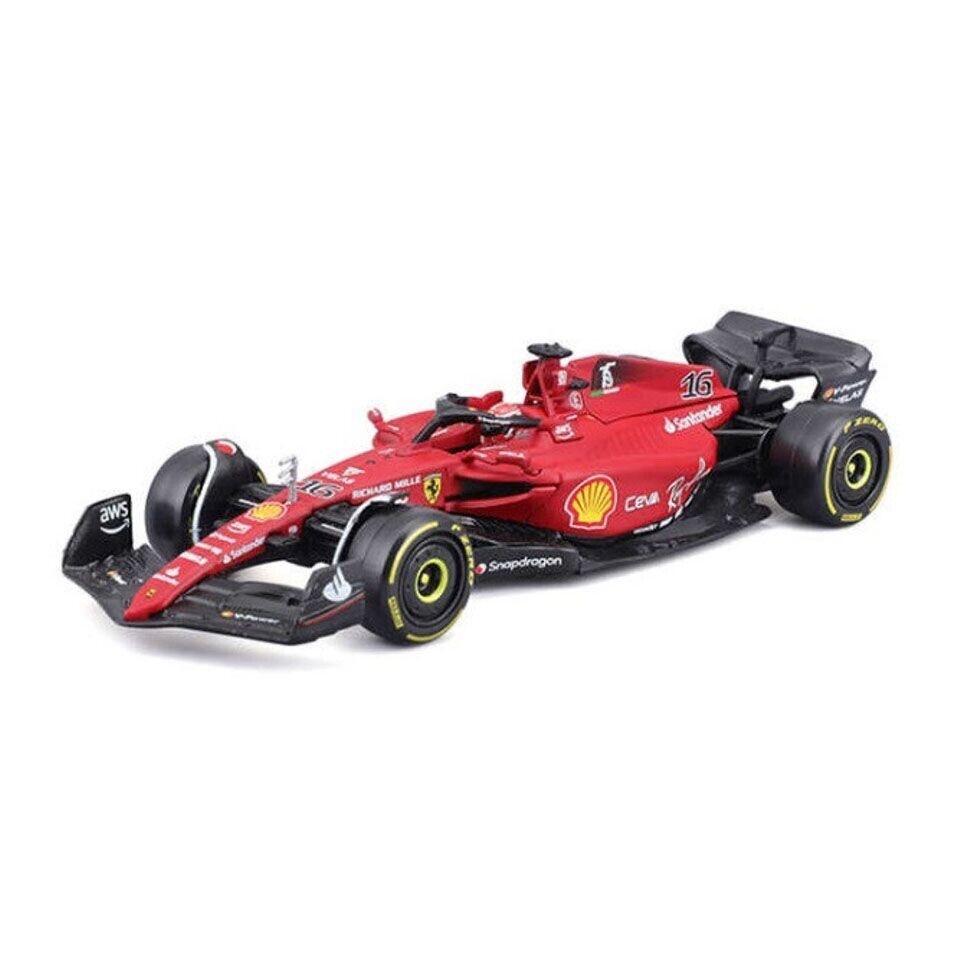 1/43 BURAGO FERRARI - F1-75 SCUDERIA FERRARI N 16 WINNER AUSTRALIAN GP 2022 CHARLES LECLERC WITH DRIVER AND SHOWCASE