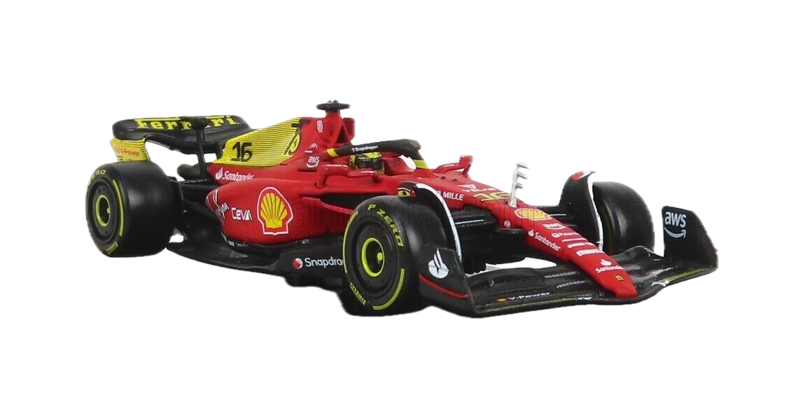 1/43 BURAGO FERRARI - F1-75 SCUDERIA FERRARI N 16 2nd MONZA GP 2022 CHARLES LECLERC WITH DRIVER AND SHOWCASE (Copy)