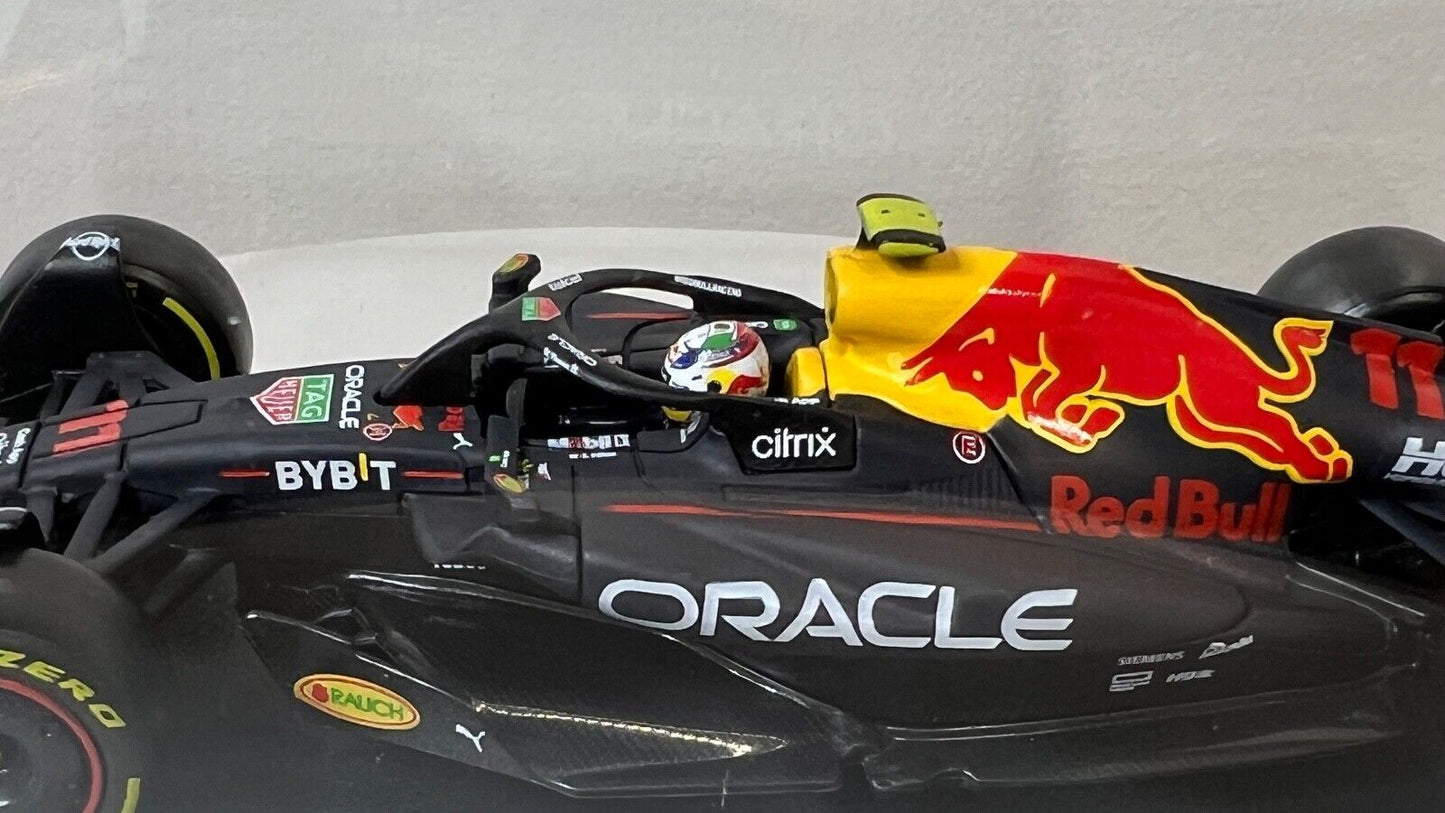 Burago 1/43 Signature F1 Red Bull RB18 w/ Driver #11 Sergio Perez in Display Case