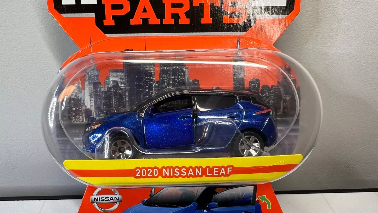 Matchbox Moving Parts 2020 Nissan Leaf Hatchback EV 70 Years Opening Hood Blue