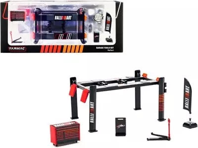 1/64 Tarmac Works RALLIART 4 Post Lift & Garage Tools Set + Stickers -Last One!