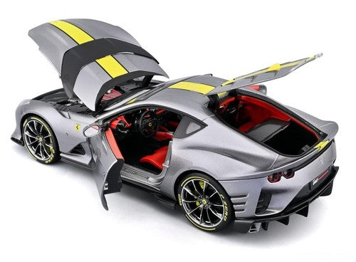 1/18 BURAGO FERRARI - 812 COMPETIZIONE 2021 - GRIGIO COBURN YELLOW - GREY MET