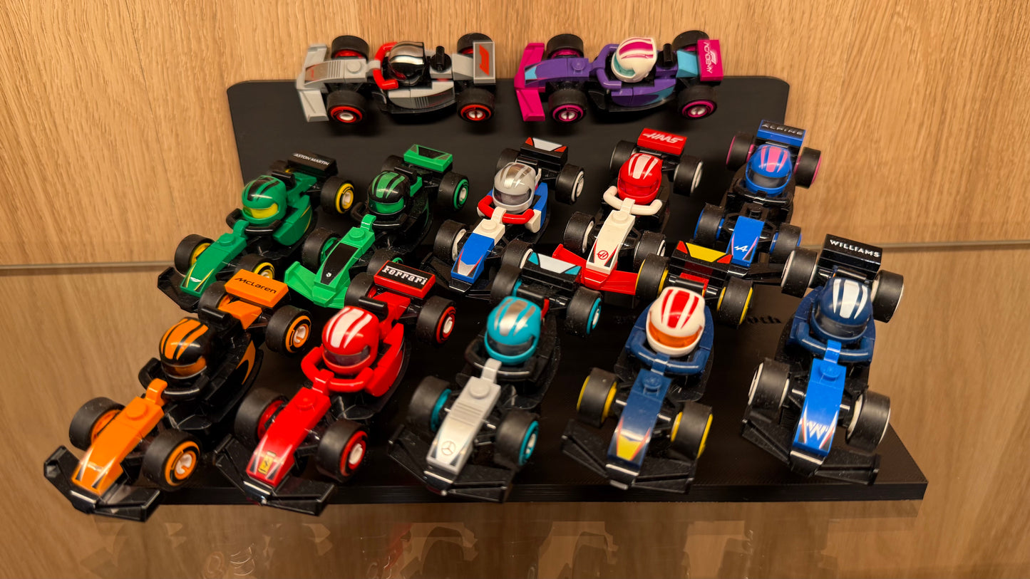 Lego Minifigures F1 Cars Full Set w/ Custom Display Stands in Current Constructor's Championship Standings!