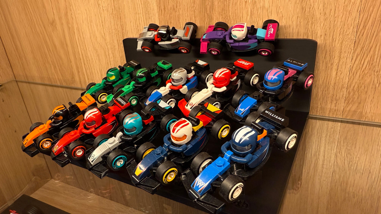 Lego Minifigures F1 Cars Full Set w/ Custom Display Stands in Current Constructor's Championship Standings!