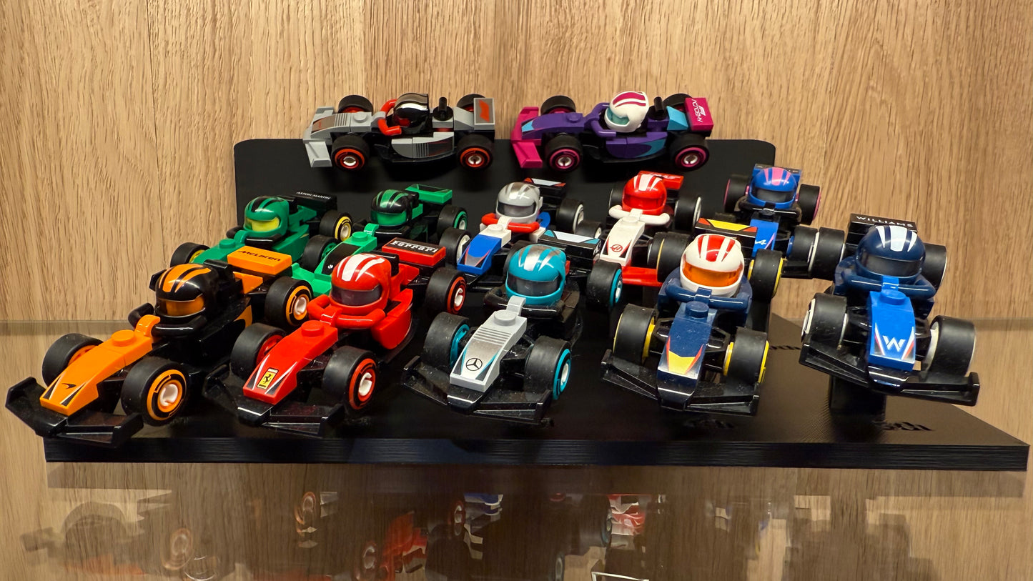 Lego Minifigures F1 Cars Full Set w/ Custom Display Stands in Current Constructor's Championship Standings!