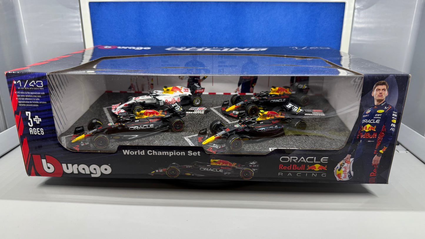 BURAGO 1/43 Oracle Red Bull F1World Champion Box Set 4X RB16B RB18 RB19 Verstappen Perez Limited Edition