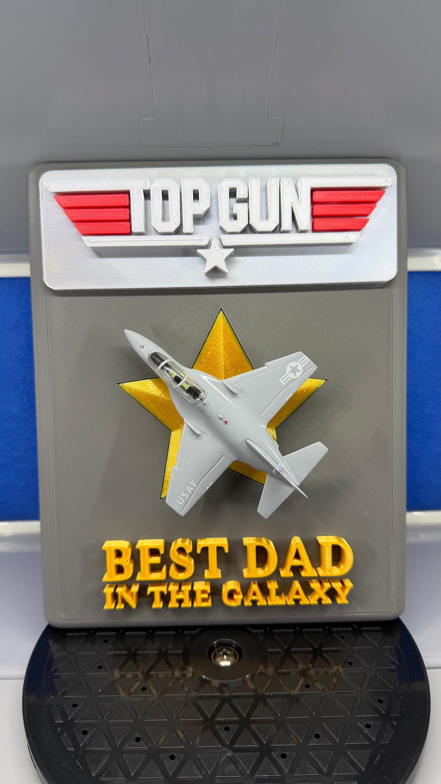 1/100 Alenia Aermacchi T-100 ITS Trainer Mounted on a Custom CAD Full Colour 3D Printed Top Gun Trophy