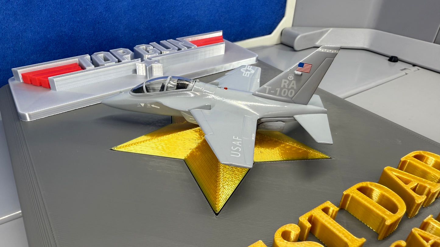 1/100 Alenia Aermacchi T-100 ITS Trainer Mounted on a Custom CAD Full Colour 3D Printed Top Gun Trophy