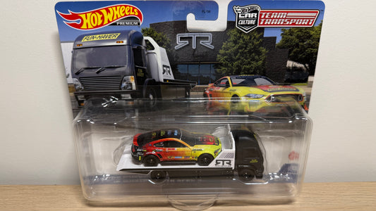 Hot Wheels Premium Car Culture Team Transporter #50 ‘23 Ford Mustang RTR Spec 5 Aero Lift Truck