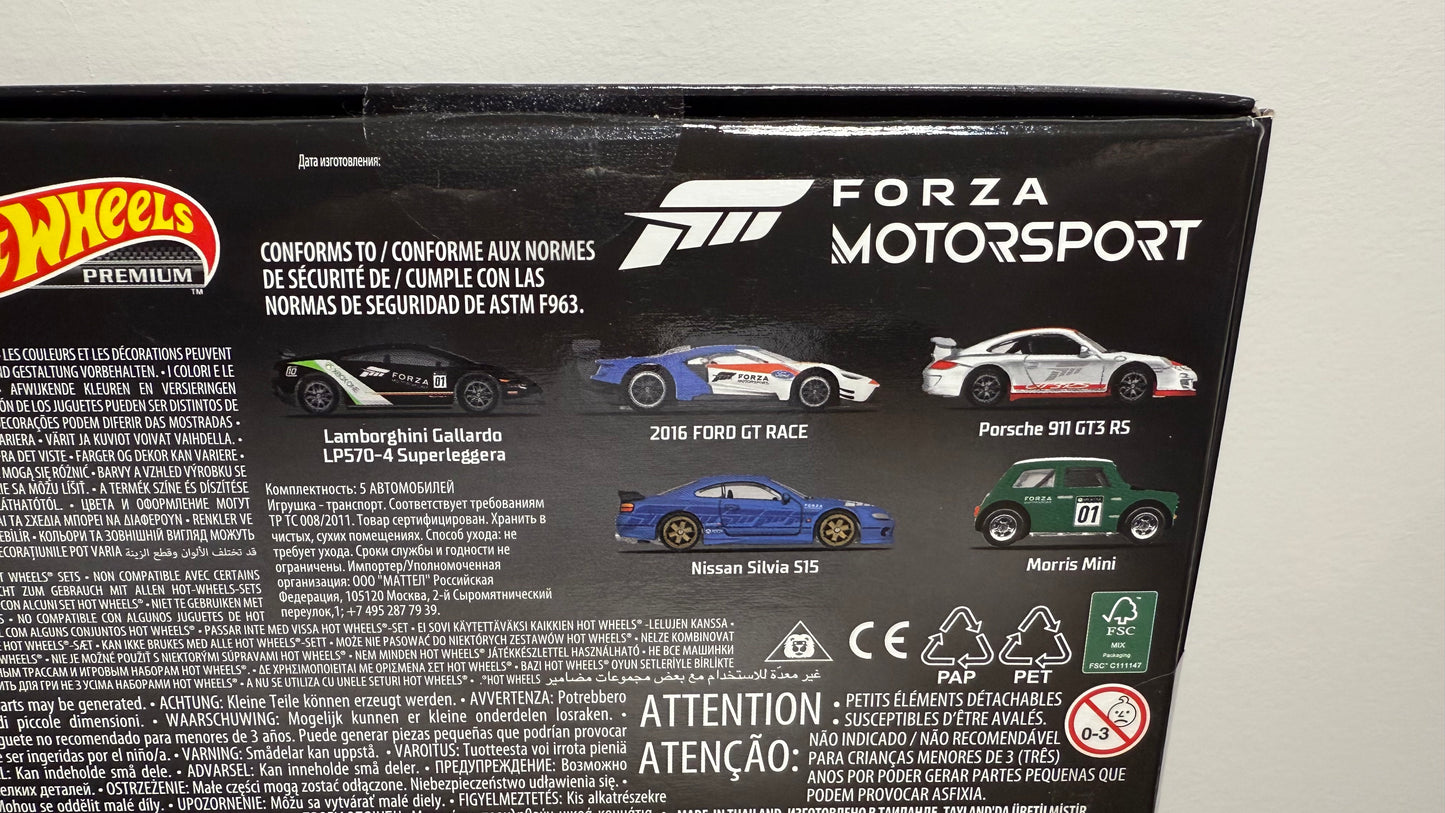 Hot Wheels Premium Forza Motorsport 5 Car Box Set Porsche 911 GT3 RS S15 Lamborghini Ford GT MINT
