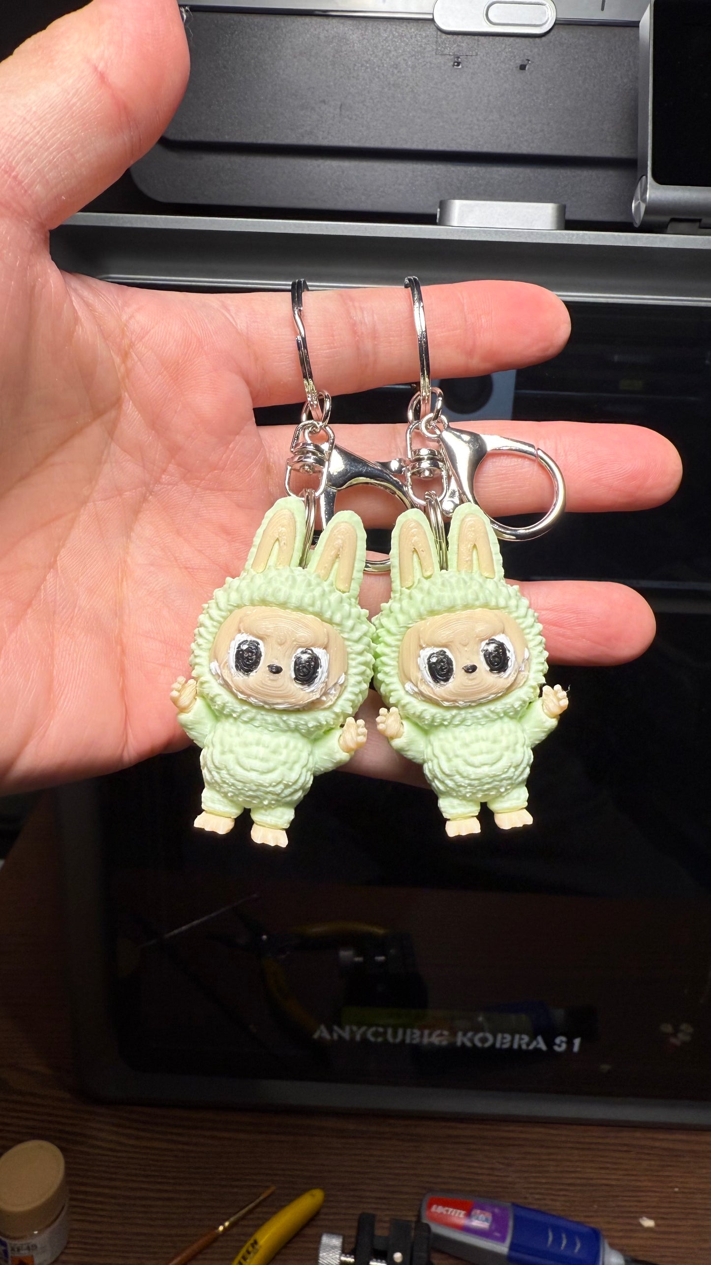 High Quality Labubu Keyring Keychain w/ Colour Individually 3D Printed Cmpnts No Fade w/ HD Hardeare