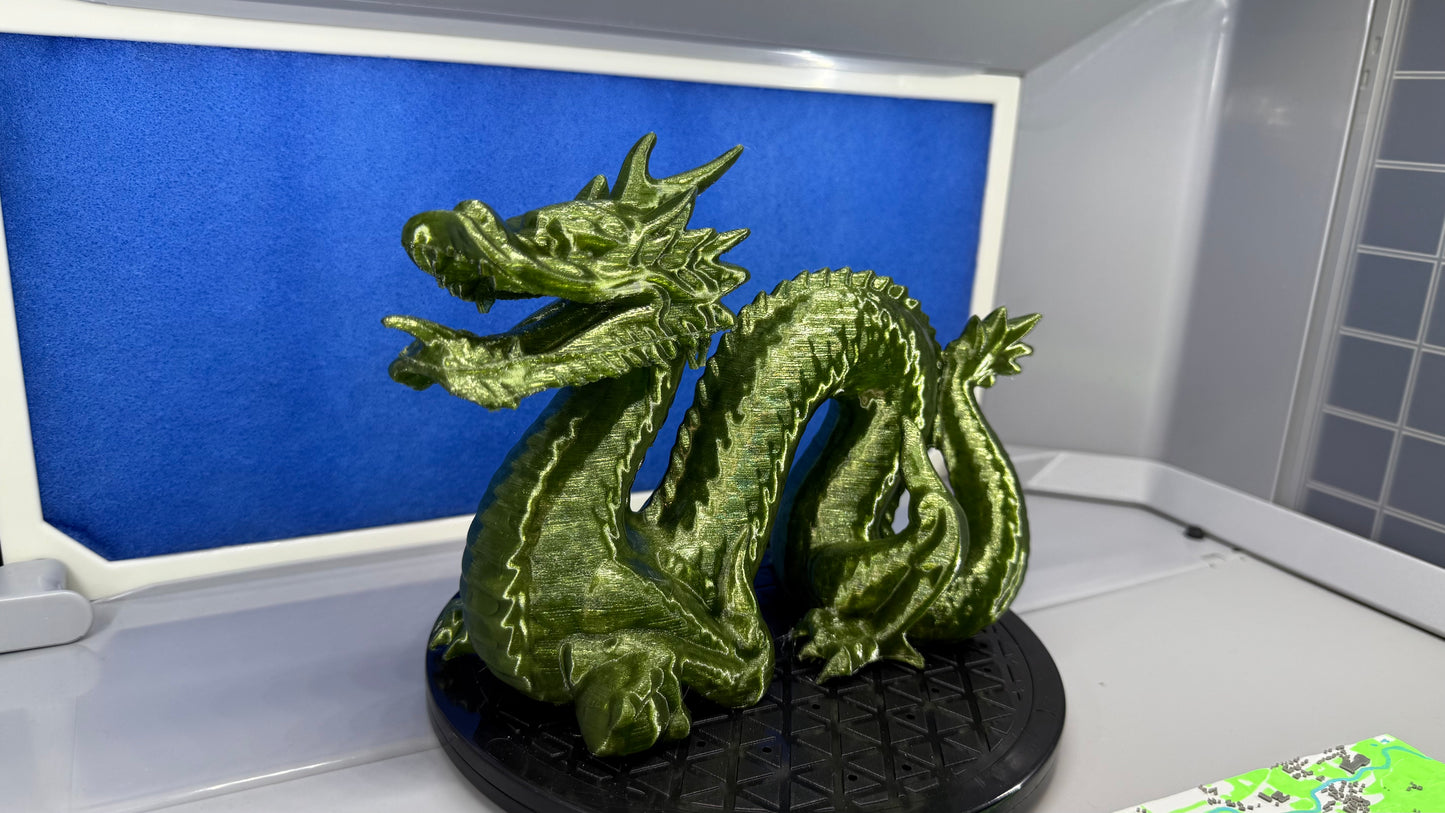 3D Printed Replica Ming Dynasty Jade Dragon in Special Translucent PETG Material 22cm X 9cmX 18cm