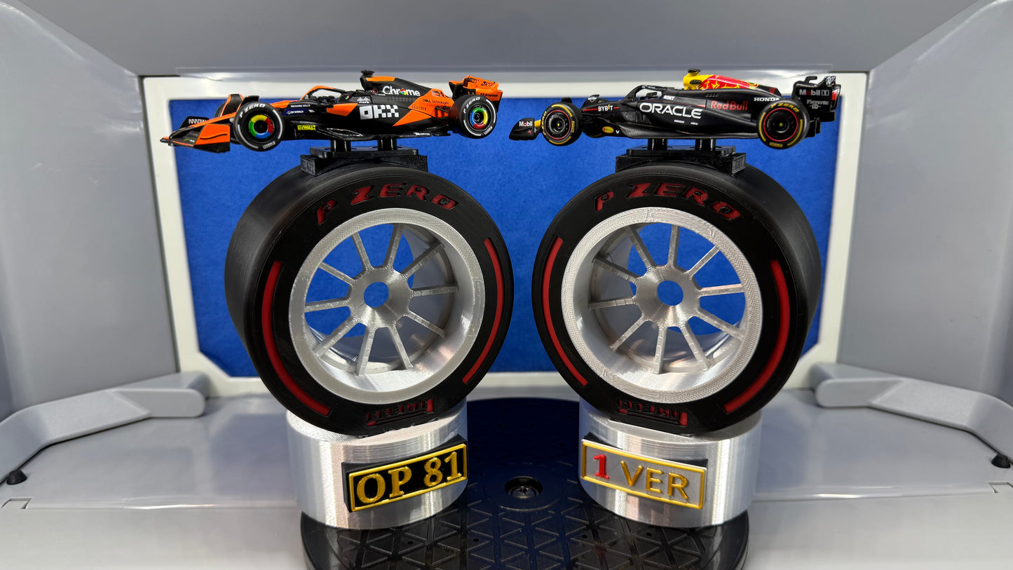 1/43 Die-Cast Red Bull F1 #1 Max Verstappen on Custom Pole Position Trophy Display Stand (Copy)