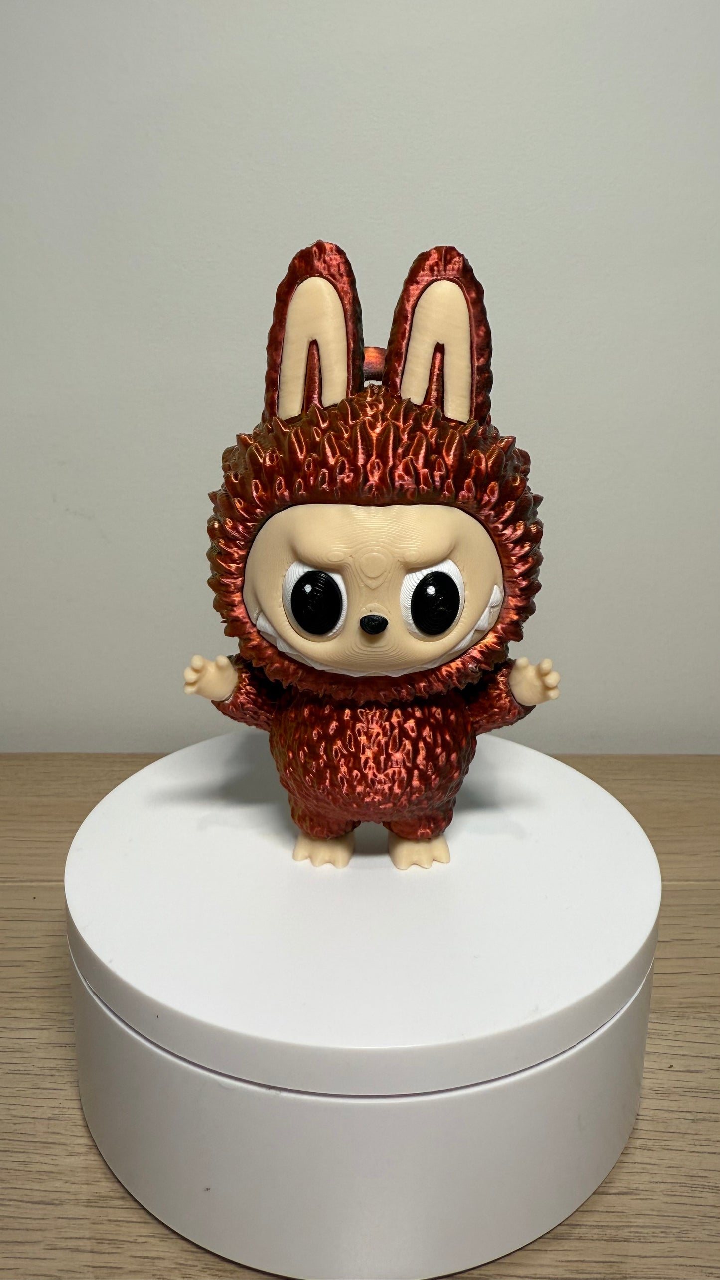 High Quality 3D Printed Labubu Doll Figurine in Technicolour Dream Coat Chameleon Tri-Colour w/ Rolling Eyes 12X7X5.5cm