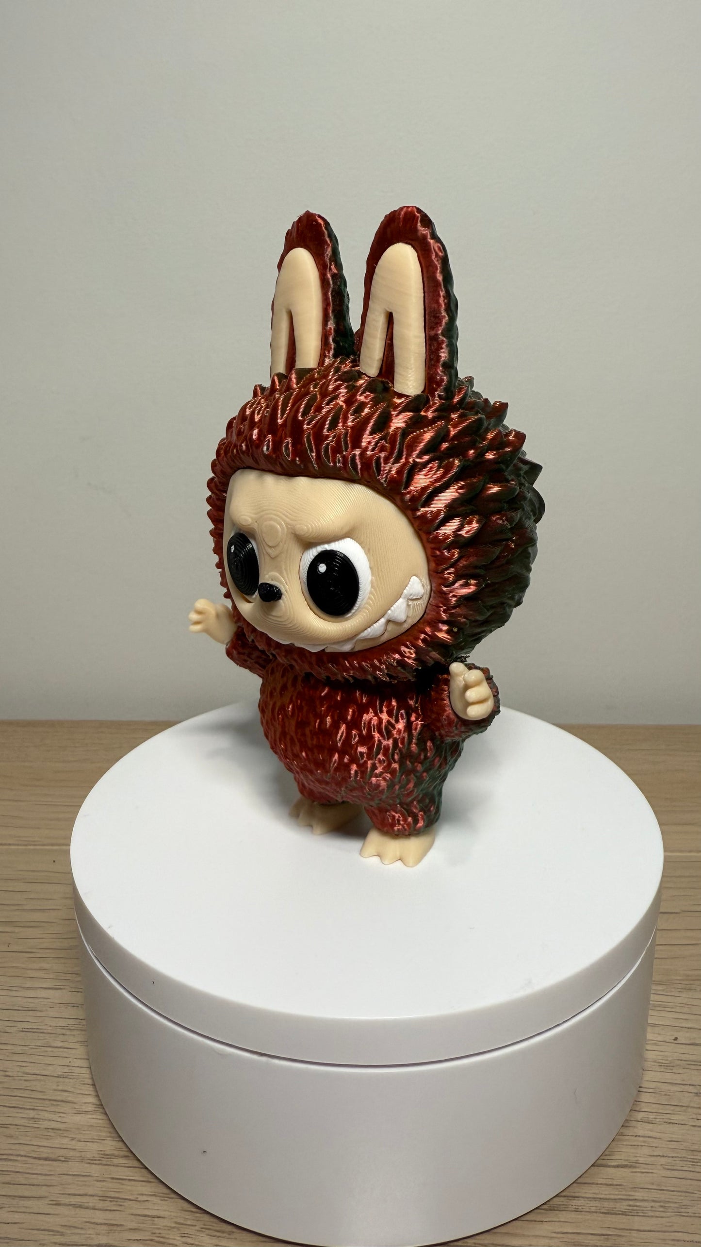 High Quality 3D Printed Labubu Doll Figurine in Technicolour Dream Coat Chameleon Tri-Colour w/ Rolling Eyes 12X7X5.5cm