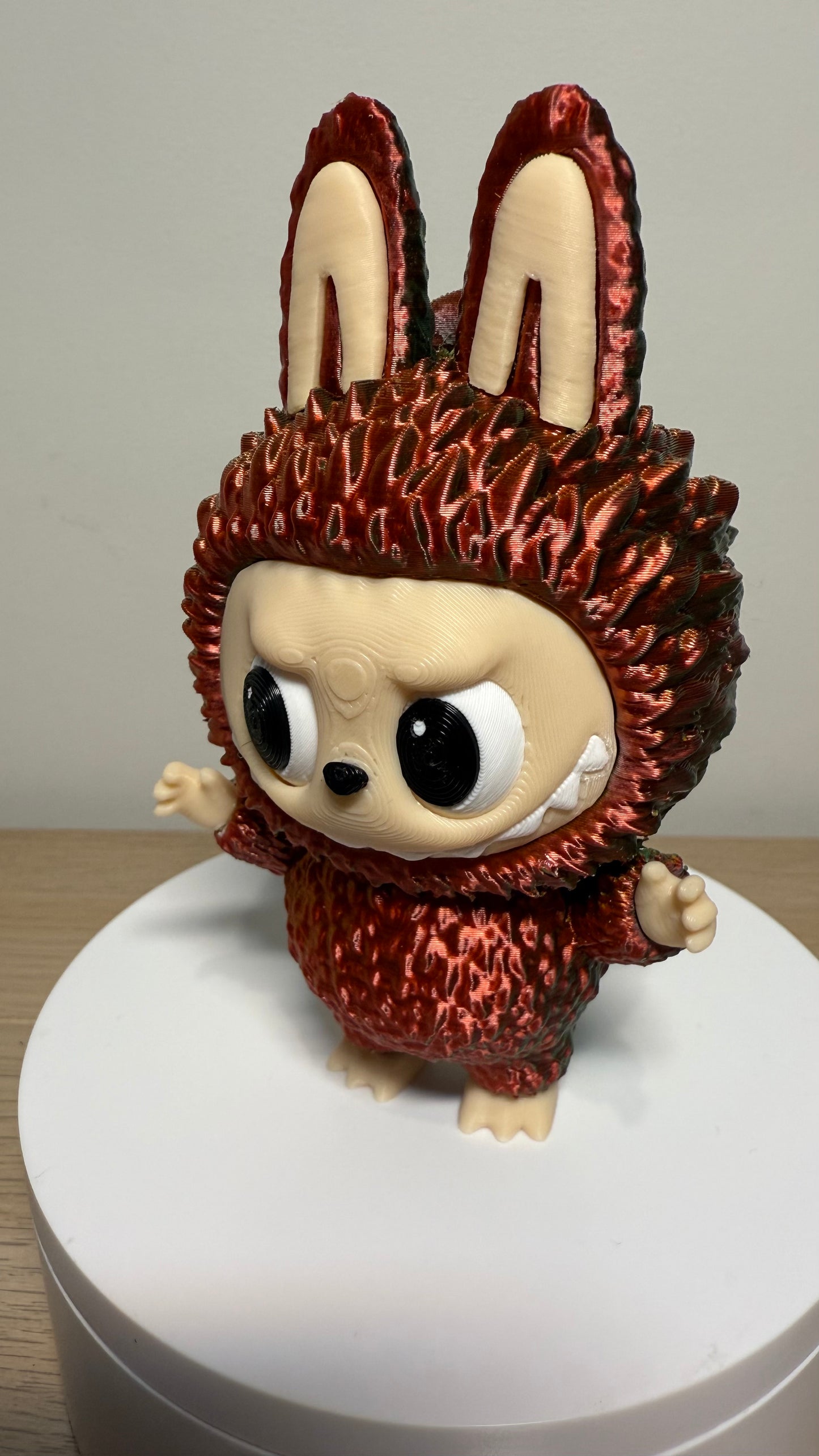 High Quality 3D Printed Labubu Doll Figurine in Technicolour Dream Coat Chameleon Tri-Colour w/ Rolling Eyes 12X7X5.5cm