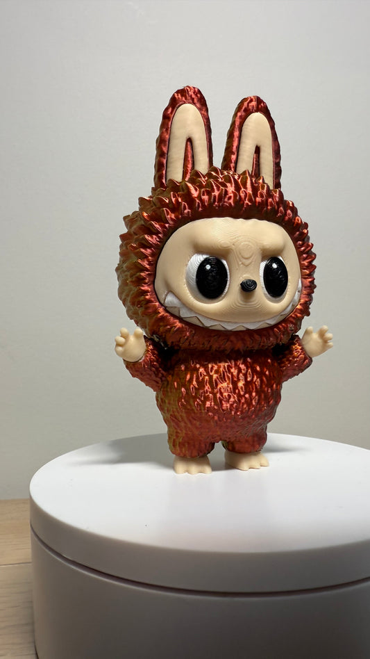 High Quality 3D Printed Labubu Doll Figurine in Technicolour Dream Coat Chameleon Tri-Colour w/ Rolling Eyes 12X7X5.5cm