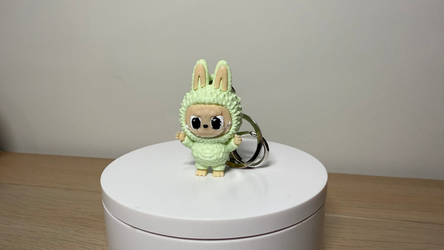 High Quality Labubu Keyring Keychain Matte Baby Green w/ Colour Individually 3D Printed Components No Fade w/ HD Hardware