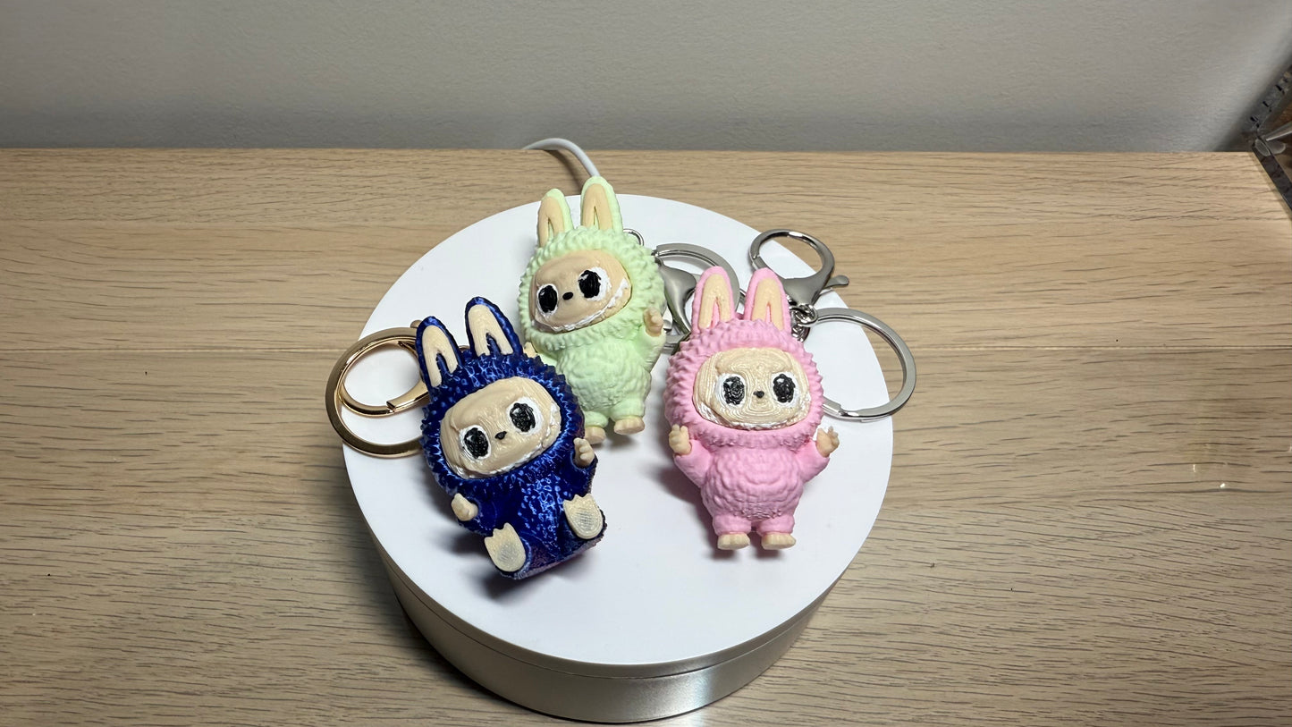 High Quality Labubu Keyring Keychain Chameleon Blue Red w/ Colour Individually 3D Printed Components No Fade w/ HD Hardware