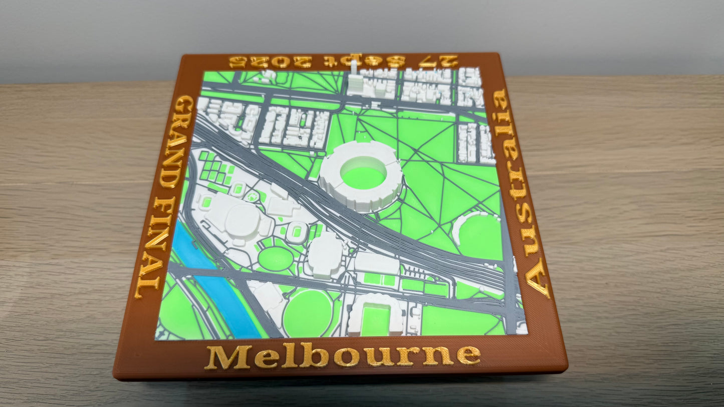 Full 6 Colour 3D Map Melbourne Special Grand Final Edition Around Melbourne Park MCG Olympic Park Oval 18X18X2