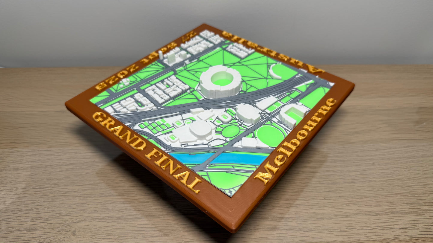 Full 6 Colour 3D Map Melbourne Special Grand Final Edition Around Melbourne Park MCG Olympic Park Oval 18X18X2