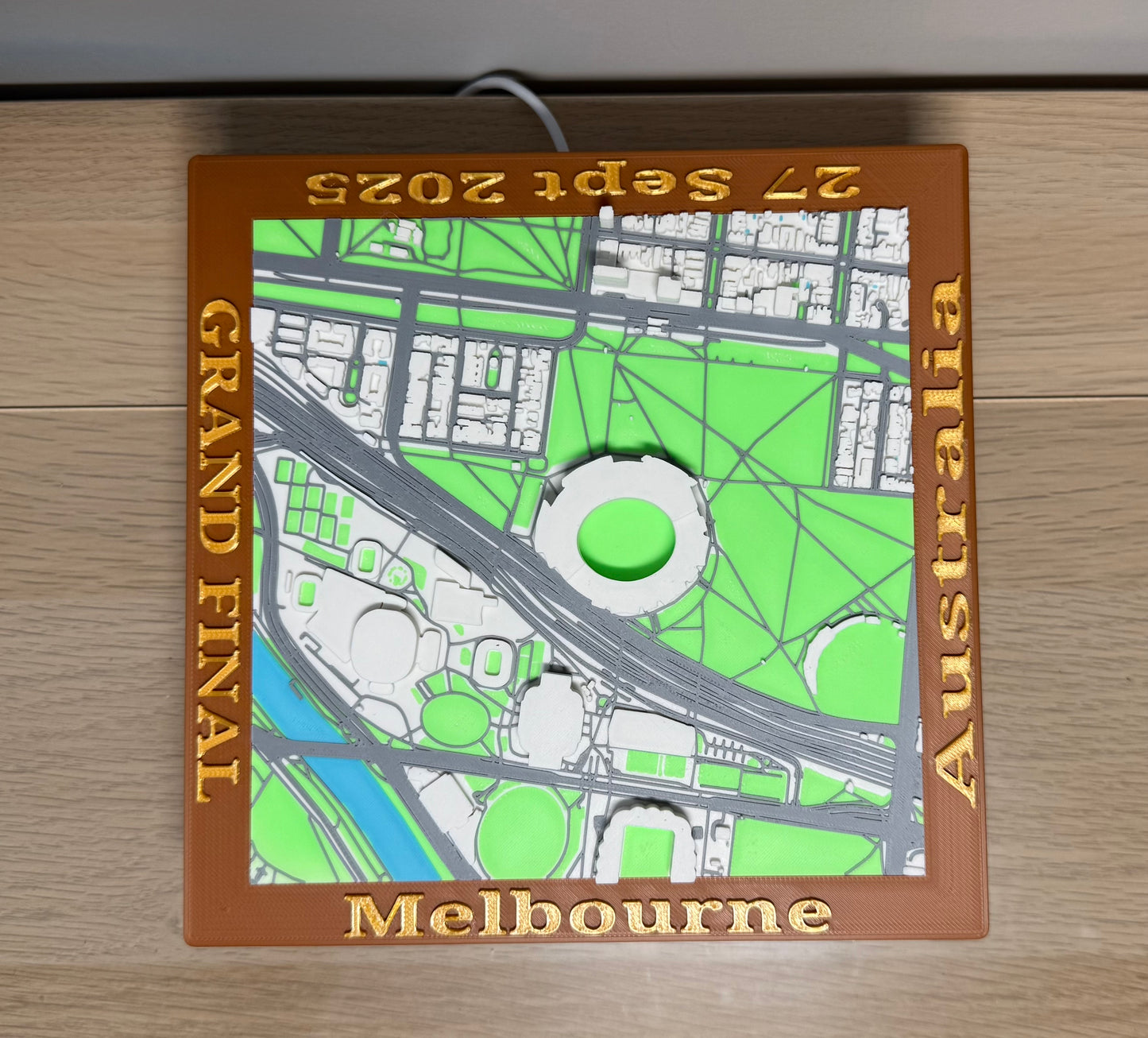 Full 6 Colour 3D Map Melbourne Special Grand Final Edition Around Melbourne Park MCG Olympic Park Oval 18X18X2